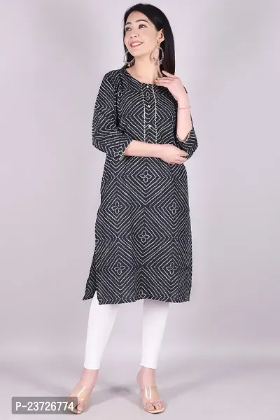 Stylish Black Cotton Blend Stitched Kurta For Women-thumb0