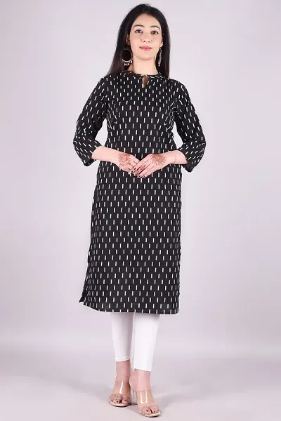 Stylish Straight Cotton Blend Stitched Kurta