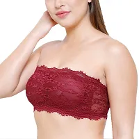 SPIRIT BEAUTY Women's Cotton Lightly Padded, with Removable Pads Regular Strapless Bra - Maroon-thumb1