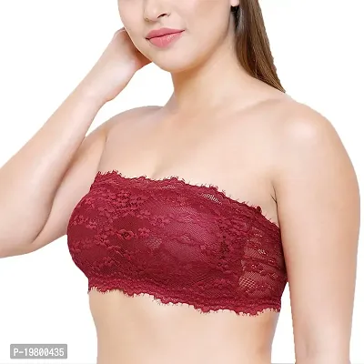 SPIRIT BEAUTY Women's Cotton Lightly Padded, with Removable Pads Regular Strapless Bra - Maroon-thumb2