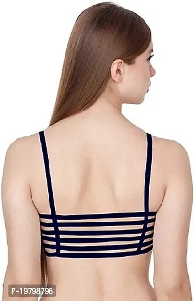 SPIRIT BEAUTY Women 6 Straps Padded Bra White  Navy Blue-thumb2