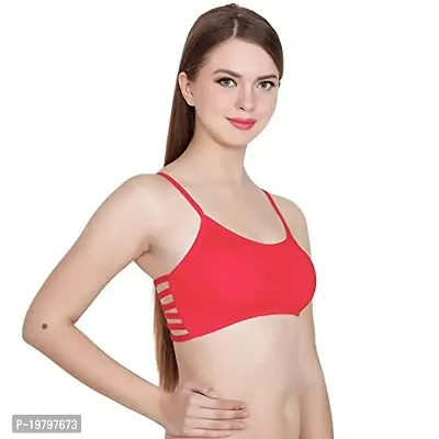 SPIRIT BEAUTY Women's Cotton Lightly Padded Wire Free Sports Bra (SPCPBM_230_Sky Blue, Pink And Red_Free Size)-thumb4
