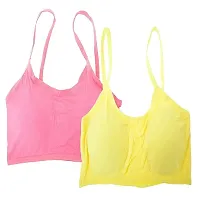 SPIRIT BEAUTY Designer Stylish Comfortable Regular 6 Straps Bra for Women's and Girls Set of 2 (Size 26 to 32)(Baby Pink  Yellow)-thumb3