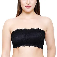 SPIRIT BEAUTY Women's Cotton, Nylon, Polyamide  Spandex Lightly Padded, with Removable Pads Bandeau Bra - Black  Skin-thumb1