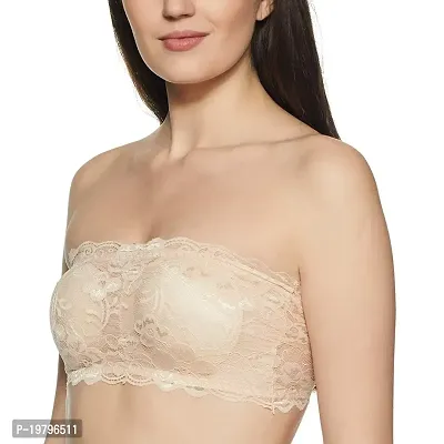 SPIRIT BEAUTY Women's Lace Lightly Padded Wire Free Strapless Padded Tube Bra Pack of 2 (Beige)-thumb3