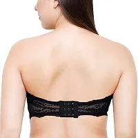 SPIRIT BEAUTY Women's Cotton, Nylon, Polyamide  Spandex Lightly Padded, with Removable Pads Bandeau Bra - Black  Skin-thumb2