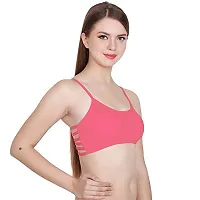 SPIRIT BEAUTY Women's Cotton Lightly Padded with Removable Pads Wire Free Sports Bra (SPCPBM_230_Purple, Pink and Sky Blue_Free Size)-thumb2