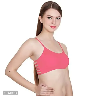 SPIRIT BEAUTY Women's Cotton Lightly Padded with Removable Pads Wire Free Sports Bra (SPCPBM_230_Purple, Pink and Sky Blue_Free Size)-thumb3