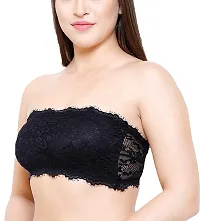 SPIRIT BEAUTY Women's Cotton, Nylon, Polyamide  Spandex Lightly Padded, with Removable Pads Bandeau Bra - Black  Skin-thumb3