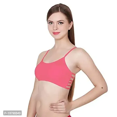 SPIRIT BEAUTY Women's Cotton Lightly Padded with Removable Pads Wire Free Sports Bra (SPCPBM_230_Purple, Pink and Sky Blue_Free Size)-thumb2