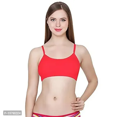 SPIRIT BEAUTY Women's Cotton Lightly Padded, with Removable Pads Sports Bra (Pack of 3) (Red, Purple  Blue, Free)-thumb2