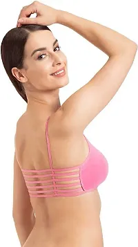 SPIRIT BEAUTY Women 6 Straps Padded Bra Baby Pink  Navy Blue-thumb3