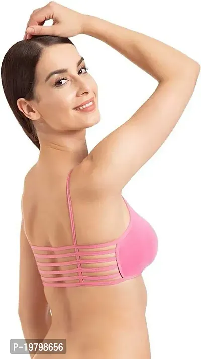 SPIRIT BEAUTY Women 6 Straps Padded Bra Baby Pink  Navy Blue-thumb4