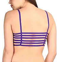 SPIRIT BEAUTY Women's Padded Cotton Sports 6 Strap Fancy Bralette with Removable Pad (Free Size, 28 to 36) (Purple, Free)-thumb3