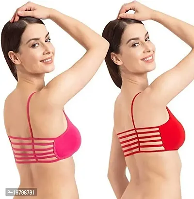Spirit BEAUTYWomen Synthetic Lightly Padded Non-Wired Bralette Bra (Red  Pink Free Size)