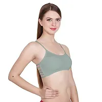 SPIRIT BEAUTY Women's Cotton Lightly Padded, with Removable Pads Sports Bra (Pack of 3) (Pink, Grey  Blue, Free)-thumb3