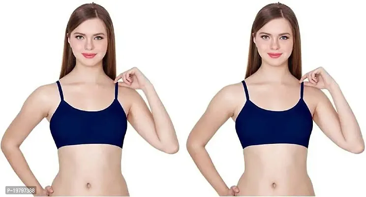 SPIRIT BEAUTY Women 6 Straps Padded Bra Navy Blue (Pack of 2)