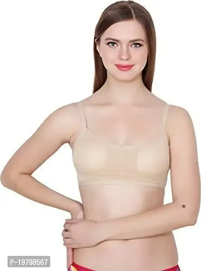 SPIRIT BEAUTY Girls' Cotton  Polyester Lightly Padded, with Removable Pads Non-Wired Bralette Bra Pack of 3-(Beige, Free)-thumb3