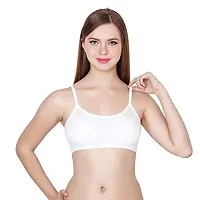 SPIRIT BEAUTY Women's Cotton Lightly Padded, with Removable Pads Sports Bra (Pack of 3) (Beige, White  Black, Free)-thumb1