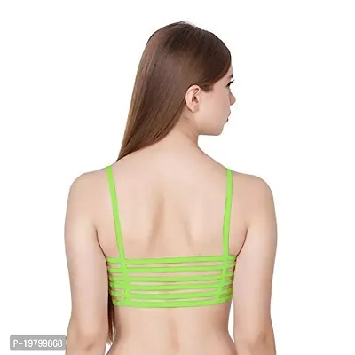 SPIRIT BEAUTY Designer Stylish Comfortable Regular 6 Straps Bra for Women's and Girls Set of 3(Size 26 to 32)(Orange, Light Blue  Green)-thumb2