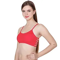 SPIRIT BEAUTY Women's Cotton Lightly Padded, with Removable Pads Sports Bra (Pack of 3) (Red, Purple  Blue, Free)-thumb2