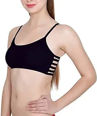 SPIRIT BEAUTY Women's Cotton Lightly Padded, with Removable Pads Sports Bra (Pack of 3) (Grey, Orange  Black, Free) (Free Size, Black)-thumb1