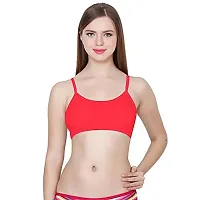SPIRIT BEAUTY Women's Cotton Lightly Padded Wire Free Sports Bra (SPCPBM_230_Sky Blue, Pink And Red_Free Size)-thumb1