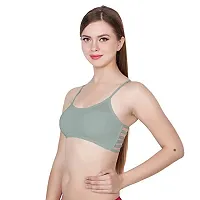 SPIRIT BEAUTY Women's Cotton Lightly Padded, with Removable Pads Sports Bra (Pack of 3) (Pink, Grey  Blue, Free)-thumb2