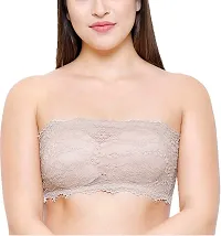 SPIRIT BEAUTY Women's Lace Lightly Padded Wire Free Strapless Padded Tube Bra Pack of 3 (Free Size, 26 to 32) (Black White  Skin)-thumb4