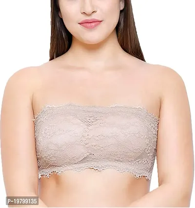 SPIRIT BEAUTY Women's Lace Lightly Padded Wire Free Strapless Padded Tube Bra Pack of 3 (Free Size, 26 to 32) (Black White  Skin)-thumb5