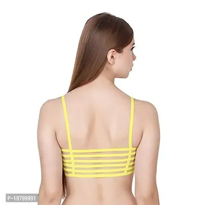 SPIRIT BEAUTY Designer Stylish Comfortable Regular 6 Straps Bra for Women's and Girls Set of 3(Size 26 to 32)(Yellow, Navy Blue  Black)-thumb3