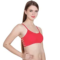 SPIRIT BEAUTY Women's Cotton Lightly Padded, with Removable Pads Sports Bra (Pack of 3) (Red, Purple  Blue, Free)-thumb3