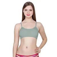 SPIRIT BEAUTY Women's Cotton Lightly Padded, with Removable Pads Sports Bra (Pack of 3) (Pink, Grey  Blue, Free)-thumb1