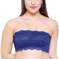 SPIRIT BEAUTY Women's Lace Lightly Padded Wire Free Strapless Padded Tube Bra Pack of 3 (Free Size, 26 to 32) (Black Maroon  Blue)-thumb1