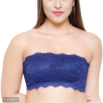 SPIRIT BEAUTY Women's Lace Lightly Padded Wire Free Strapless Padded Tube Bra Pack of 3 (Free Size, 26 to 32) (Black Maroon  Blue)-thumb2