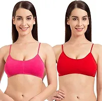 Spirit BEAUTYWomen Synthetic Lightly Padded Non-Wired Bralette Bra (Red  Pink Free Size)-thumb1