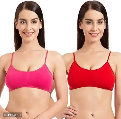 Spirit BEAUTYWomen Synthetic Lightly Padded Non-Wired Bralette Bra (Red  Pink Free Size)-thumb2