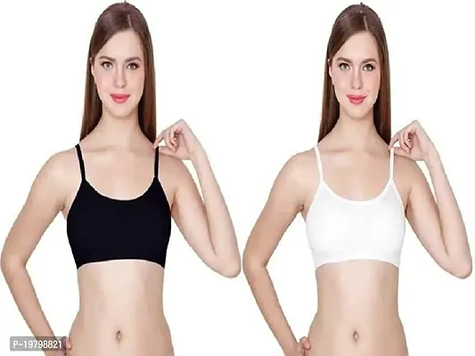 SPIRIT BEAUTY Women 6 Straps Padded Bra Black  White