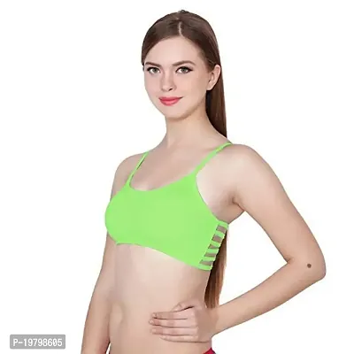 Spirit Beauty Women's Cotton Lightly Padded Wire Free Sports Bra Orange, Sky Blue  Green-thumb3