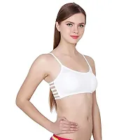 SPIRIT BEAUTY Women's Cotton Lightly Padded, with Removable Pads Sports Bra (Pack of 3) (Beige, White  Black, Free)-thumb3