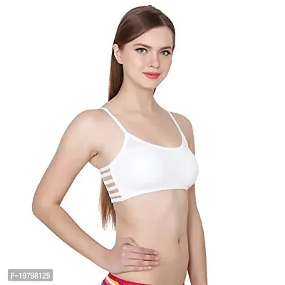 SPIRIT BEAUTY Women's Cotton Lightly Padded, with Removable Pads Sports Bra (Pack of 3) (Beige, White  Black, Free)-thumb4