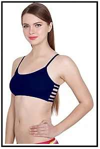 SPIRIT BEAUTY Designer Stylish Comfortable Regular 6 Straps Bra for Women's and Girls Set of 2 (Size 26 to 32)(Blue)-thumb1