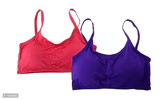 SPIRIT BEAUTY Women's Padded Cotton Sports 6 Strap Fancy Bralette with Removable Pad (Free Size, 28 to 36) (Purple, Free)-thumb5