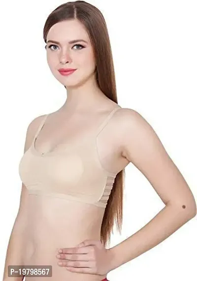 SPIRIT BEAUTY Girls' Cotton  Polyester Lightly Padded, with Removable Pads Non-Wired Bralette Bra Pack of 3-(Beige, Free)-thumb2