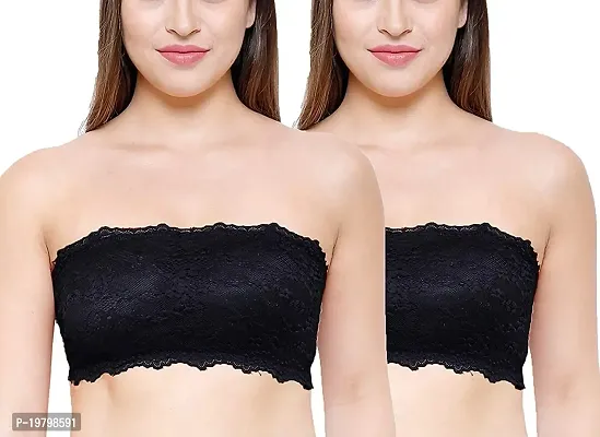 Spirit BEAUTYWomen's Cotton, Nylon, Polyamide  Spandex Lightly Padded, with Removable Pads Bandeau Bra - Black  Skin Multicolour