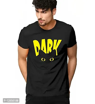 Reliable Black Cotton Printed Round Neck Tees For Men-thumb0