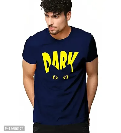 Reliable Blue Cotton Printed Round Neck Tees For Men