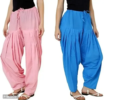 Classic Cotton Solid Salwars for Women, Pack of 2