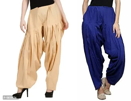 Classic Cotton Solid Salwars for Women, Pack of 2