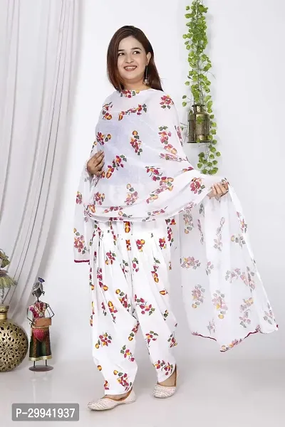 KHEEAA FASHION'S COTTON PRINTED PATIALA WITH DUPATTA-thumb0